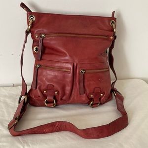 TANO Convertible Leather Purse Shoulder Bag Rust Color Adj Strap